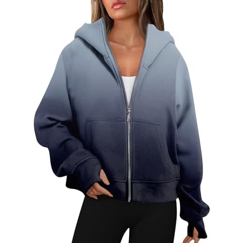 Sweatjacke Damen Mit Kapuze Oversize Übergangsjacke Frauen Hoodie Winterjacke Damen Warm Damen-Jacken Reissverschluss Sportjacke Damen Mit Taschen Jacke Damen Winter Mantel Damen Winter Outdoor von FUPODD