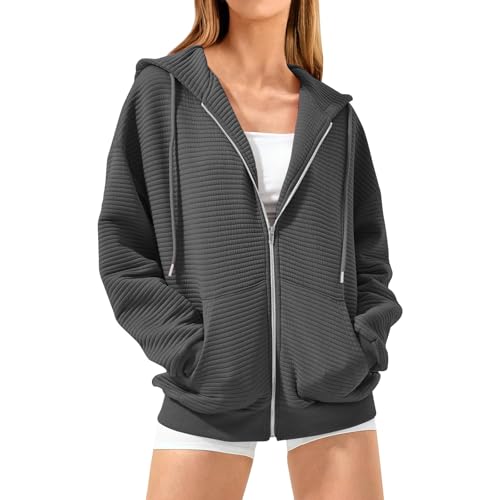 Sweatjacke Damen Mit Kapuze Sweatshirt College Jacke Damen Casual Kapuzenjacke Reißverschluss Kapuzenpullover Frauen Einfarbig Mantel Hoodie Oversize Pullover Übergangsjacke Mit Taschen Sweatjacke Damen Mit Kapuze Sweatshirt College Jacke Damen Casual Kapuzenjacke Reißverschluss Kapuzenpullover Frauen Einfarbig Mantel Hoodie Oversize Pullover Übergangsjacke Mit Taschen von FUPODD