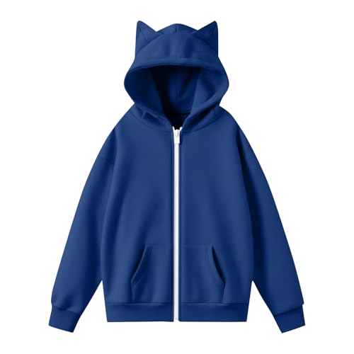 Sweatjacke Damen Oversize Katze Ohr Jacke Damen Winter Hoodie Sweatshirt Mit Ohren Kapuze Winterjacke Warm Kapuzenpullover Einfarbig Sportjacke Mit Taschen Kapuzenjacke Zipper Mantel Frauen von FUPODD