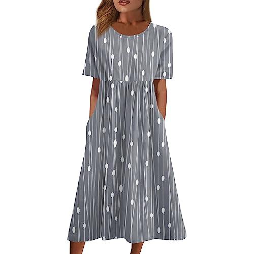 T Shirt Kleid Damen Sommerkleid Damen Midi Maxikleid Damen Elegant Blumenkleid Damen Kleid Lang Damen Strandkleid Damen Große Größen Boho Kleider Damen Sommer Shirtkleider Damen Sommer von FUPODD