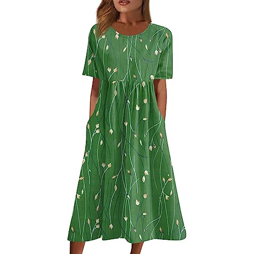 T Shirt Kleid Damen Sommerkleid Damen Midi Maxikleid Damen Elegant Blumenkleid Damen Kleid Lang Damen Strandkleid Damen Große Größen Boho Kleider Damen Sommer Shirtkleider Damen Sommer von FUPODD