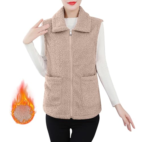 Teddy Weste Damen Winter Warm Fleeceweste Leicht Ärmellose Fleece Jacke Teddyfleece Westen Kuschelig Teddywesten Mit Taschen Wärmeweste Flauschig Plüschweste Mit Reissverschluss Mantel Revers Teddy Weste Damen Winter Warm Fleeceweste Leicht Ärmellose Fleece Jacke Teddyfleece Westen Kuschelig Teddywesten Mit Taschen Wärmeweste Flauschig Plüschweste Mit Reissverschluss Mantel Revers von FUPODD