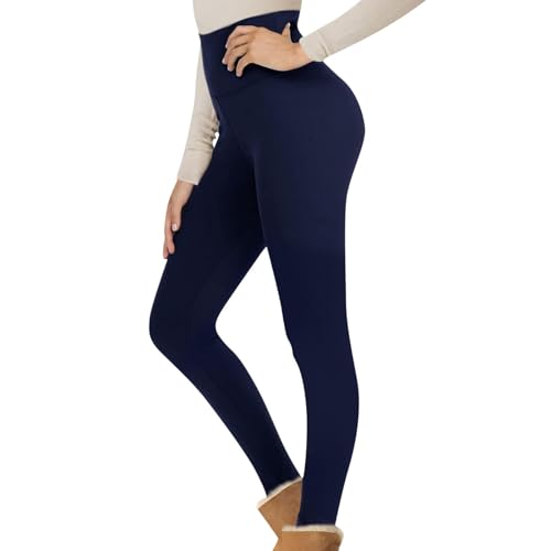 Thermo Leggings Damen Gefüttert Fleece Leggins High Waist Sport Winter Sportleggins Frauen Lange Warme Thermoleggings Verdickte Plüsch Strumpfhose Thermohose Push Up Yogahose Weich Laufhose von FUPODD
