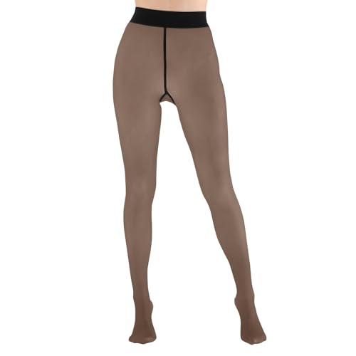 Thermo Strumpfhose Damen High Waist Thermostrumpfhosen Gefütterte Fleece Thermo Strumpfhosen Frauen Winter Dicke Pantyhose Thermostrumpfhose Gefälschte Durchscheinend Plüschstrümpfe Leggings von FUPODD