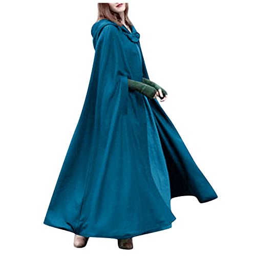 Umhang Damen mit Kapuze Wintermantel Damen Lang Halloween Cape Mantel Frauen Winter Lang Fasching Kostüm Cardigan Winddichte Jacke Trenchcoat Mittelalter Robe Poncho Vampir Hexen Longstrickjacke von FUPODD