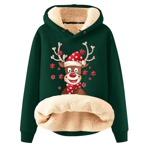 Weihnachten Pullover Familie Basic Pullover Damen Sport Pullover Damen Fleece Pullover Damen Warm Pärchen Weihnachtspullover Kapuzenpulli Damen Lustige Weihnachtspullover Damen Pullover Frauen von FUPODD