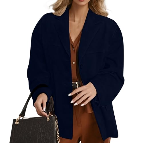 Wildlederjacke Damen Mit Revers Damen-Jacken Wildleder Jacke Damen Winter Vintage Mantel Frauen Mode Leder Anzug Jacken Herbstjacke Frühling Blazer Oversize Elegant Outwear Casual Streetwear von FUPODD