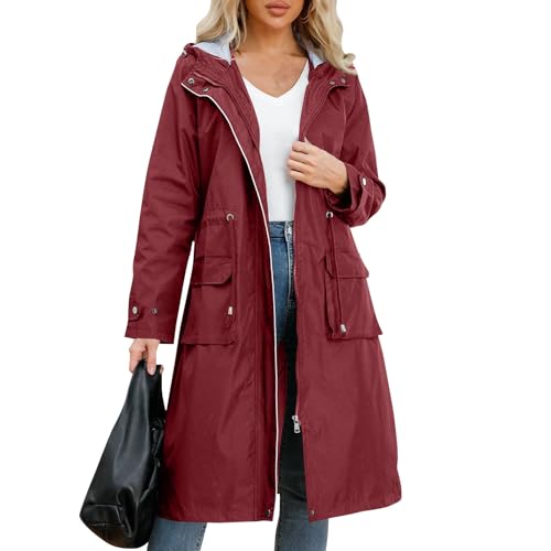 Wind Und Regenjacke Damen Uv Sommermantel Leichte Sportjacke Outdoor Jacke Sommerparka Blau Sportjacke Sportjacke Trench Coat Women Camping Regenjacke Festival Trainingsanzug Regenbekleidung von FUPODD