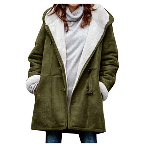 Winterjacke Damen Warm Gefüttert Fleecejacke Dicke Wintermantel Damen Lang Mit Kapuze Mantel Damen Winter Daunenmantel Frauen Outdoor Trenchcoat Innenfutter Teddy Jacke Damen Mit Taschen von FUPODD