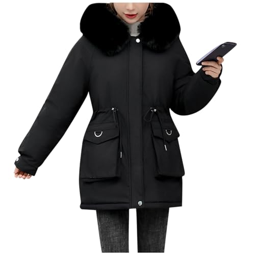 Wintermantel Damen Fellkapuze Mittellang Winterjacke Frauen Warm Gefüttert Winterparka Dicke Mantel Winter Teddyfutter Jacke Elegant Parka Outdoor Winddicht Skijacke Zipper Mit Taschen Wintermantel Damen Fellkapuze Mittellang Winterjacke Frauen Warm Gefüttert Winterparka Dicke Mantel Winter Teddyfutter Jacke Elegant Parka Outdoor Winddicht Skijacke Zipper Mit Taschen von FUPODD