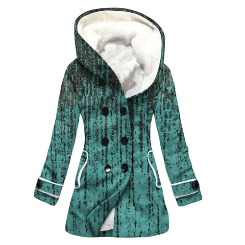 Wintermantel Damen Lang Daunenmantel Aufdruck Mantel Winterjacke Warm Gefüttert Übergangsjacke Fleecejacke Mit Kapuze Daunenjacke Dicke Jacke Winter Wollmantel Frauen Mit Taschen Damen-Jacken von FUPODD
