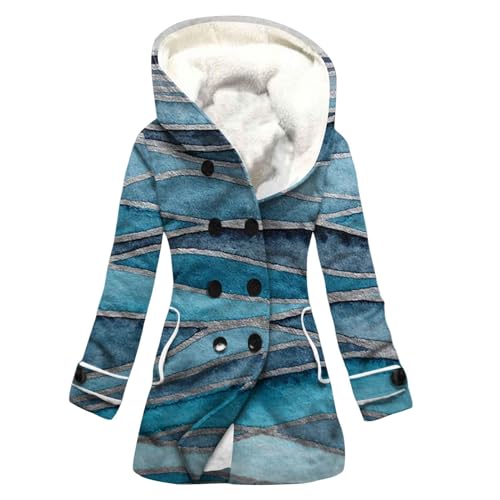 Wintermantel Damen Lang Daunenmantel Aufdruck Mantel Winterjacke Warm Gefüttert Übergangsjacke Fleecejacke Mit Kapuze Daunenjacke Dicke Jacke Winter Wollmantel Frauen Mit Taschen Damen-Jacken von FUPODD