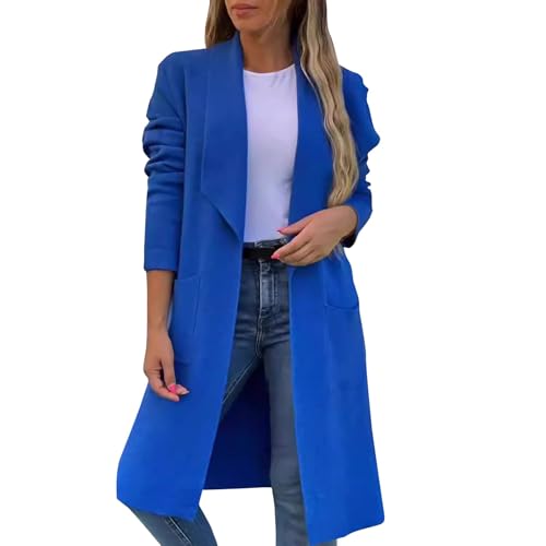 Wintermantel Damen Lang Elegant Trenchcoat Damen Mit Taschen Wollmantel Winter Herbstmantel Tweed Jacke Winterjacke Warm Mantel Mit Reversekragen Übergangsjacke Frauen Lässiges Kaschmirmantel von FUPODD