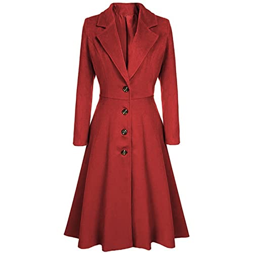 Wintermantel Damen Lang Elegant Wollmantel Damen Winter Mantel Frauen A-Linie Winterjacke Damen Warm Wintercoat Revers Parka Mit Knöpfen Coat Winddichter Trenchcoat Tweed Jacke Outwear von FUPODD