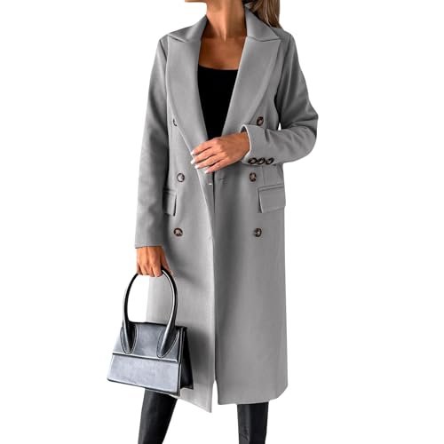 Wintermantel Damen Lang Elegant Wollmantel Damen Winter Tweed Jacke Zweireihiger Winterjacke Warm Mantel Reversekragen Trenchcoat Übergangsjacke Frauen Lässiges Kaschmirmantel Herbstmantel Wintermantel Damen Lang Elegant Wollmantel Damen Winter Tweed Jacke Zweireihiger Winterjacke Warm Mantel Reversekragen Trenchcoat Übergangsjacke Frauen Lässiges Kaschmirmantel Herbstmantel von FUPODD