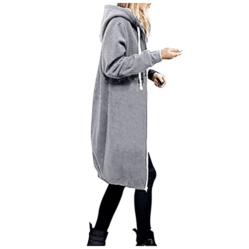 Wintermantel Damen Lang Jacke Damen Reissverschluss Sweatjacke Damen Mit Kapuze Winterjacke Damen Warm Mantel Damen Winter Trenchcoat Frauen Hoodie Sweatshirt Outdoor Jacken Damen Mit Taschen von FUPODD