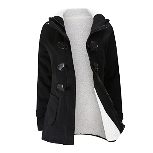 Wintermantel Damen Lang Warm Gefüttert Winterjacke Damen Warme Fleecejacke Damen Teddyfleece Jacke Damen Winter Mantel Damen Teddyjacke Plüschjacke Wollmantel Frauen Kuscheljacke Damen Flauschig von FUPODD