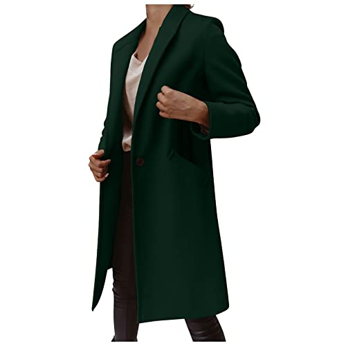 Wintermantel Damen Lang Wolle Trenchcoat Damen Umlegekragen Wollmantel Damen Winter Elegant Schlanke Tweed Jacke Damen Langarm Windbreaker Winterjacke Damen Warm Mantel Frauen Dicke Outwear von FUPODD