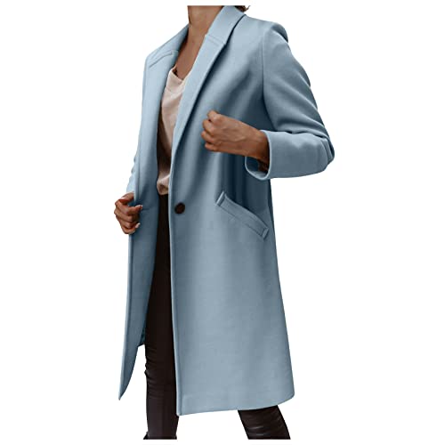Wintermantel Damen Lang Wolle Trenchcoat Damen Umlegekragen Wollmantel Damen Winter Elegant Schlanke Tweed Jacke Damen Langarm Windbreaker Winterjacke Damen Warm Mantel Frauen Dicke Outwear von FUPODD