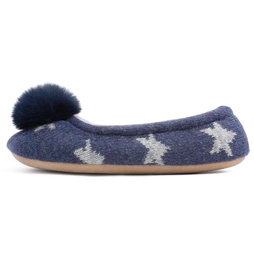 FUPPIA Damen Hausschuhe Faux Flauschige Slipper Memory Foam Pantoffeln Weiche Flache Plüsch Pantoffel rutschfeste Blau EU 37 von FUPPIA