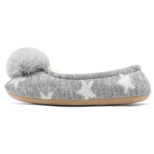 FUPPIA Damen Hausschuhe Faux Flauschige Slipper Memory Foam Pantoffeln Weiche Flache Plüsch Pantoffel rutschfeste Grau EU 39 von FUPPIA