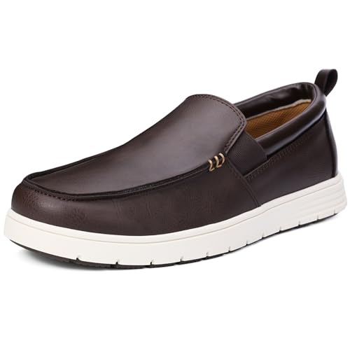 FUPPIA Herren Slip-On Loafers Casual Dress Schuhe Leichte Bootsschuhe Slipper für Herren, Braun, 44 EU von FUPPIA