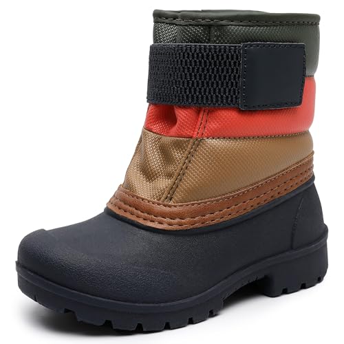 FUPPIA Kleinkind Schneestiefel Jungen Mädchen Wasserdicht Samt Liner Warm Boot Rutschfest Gummiband Schuhe Kinder Winterstiefel, Schwarz , 23 EU von FUPPIA