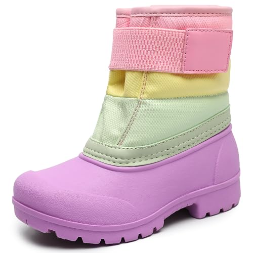 FUPPIA Kleinkind Schneestiefel Jungen Mädchen Wasserdicht Samt Liner Warm Boot Rutschfest Gummiband Schuhe Kinder Winterstiefel, rose, 28 EU von FUPPIA