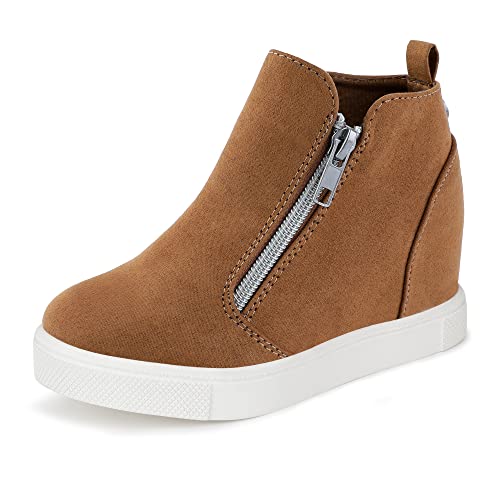 FUPPIA Mädchen Wedge Sneakers Kinder Plattform Schuhe mit seitlichem Reißverschluss Kleine Big Kid Stiefel High Top Schuhe für Kinder/Mädchen Braun EU 31 von FUPPIA