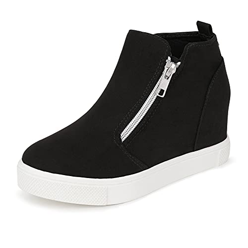 FUPPIA Mädchen Wedge Sneakers Kinder Plattform Schuhe mit seitlichem Reißverschluss Kleine Big Kid Stiefel High Top Schuhe für Kinder/Mädchen Schwarz EU 31 von FUPPIA