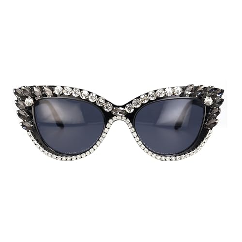 FUPRECIOUS Retro Cat-Eye-Sonnenbrille Damen UV400-Schutz Glitzernde Strass Sonnenbrille im Vintage-Design mit Katzenaugen-Form von FUPRECIOUS
