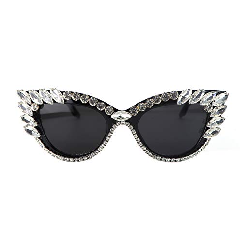 FUPRECIOUS Retro Cat-Eye-Sonnenbrille Damen UV400-Schutz Glitzernde Strass Sonnenbrille im Vintage-Design mit Katzenaugen-Form von FUPRECIOUS