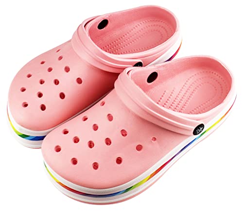 Clogs Damen Hausschuhe Pantoletten Gartenschuhe Sommer Gartenclogs Atmungsaktiv rutschfest Sandalen (Rosa Damen, eu_Footwear_Size_System, Adult, Numeric, medium, Numeric_38) von FUREINSTORE