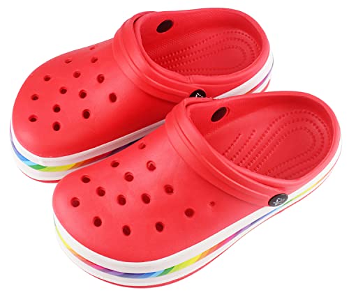 Clogs Damen Hausschuhe Pantoletten Gartenschuhe Sommer Gartenclogs Atmungsaktiv rutschfest Sandalen (Rot Damen, eu_Footwear_Size_System, Adult, Numeric, medium, Numeric_37) von FUREINSTORE
