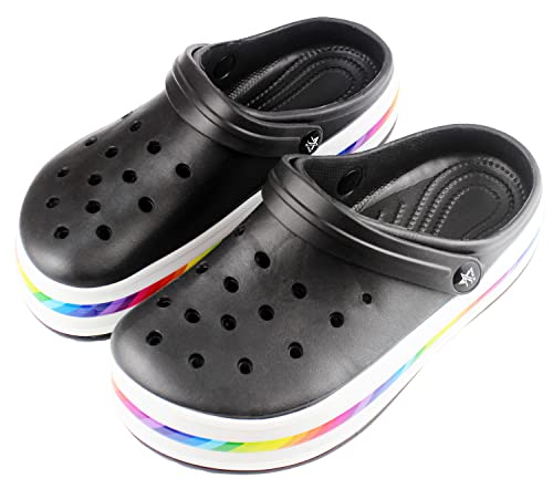 Clogs Damen Hausschuhe Pantoletten Gartenschuhe Sommer Gartenclogs Atmungsaktiv rutschfest Sandalen (Schwarz Damen, eu_Footwear_Size_System, Adult, Numeric, medium, Numeric_37) von FUREINSTORE