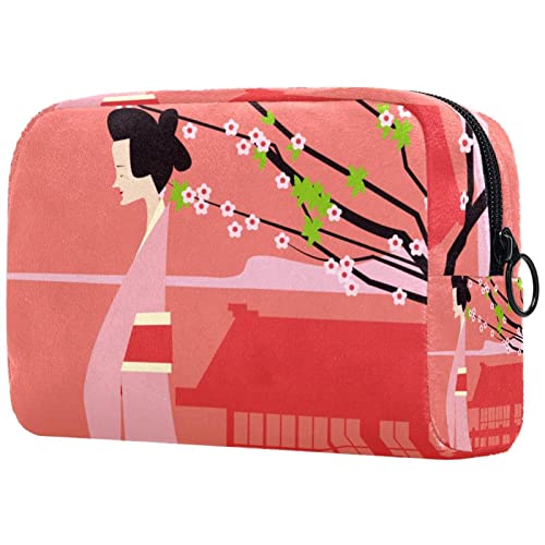 Kosmetiktasche Kulturbeutel Reisetasche Japanisches Mädchen und Pflaumenblüte von FURINKAZAN