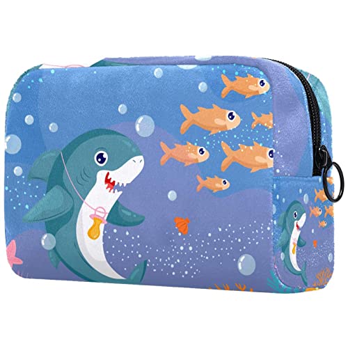 Kosmetiktasche Kulturbeutel Reisetasche Smiley Baby Hai trägt einen Schnuller von FURINKAZAN