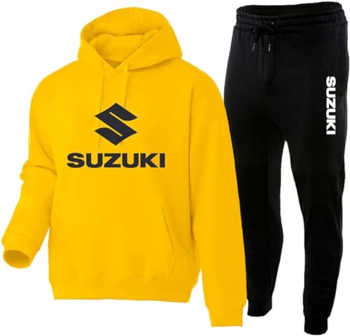 FURLOU Herren/Damen Su-z_uki einfarbiger Baumwoll-Hoodie-Sweatshirt-Hosenanzug, klassische Sportbekleidung, lässige Jogging-Kleidung fitnessstudio/B/XXL von FURLOU