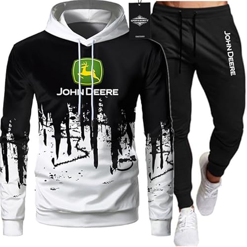 FURLOU Herren Trainingsanzug Einstellen Joggen Passen De-e.R.e Sweatshirt Kapuzenpulli Jacke + Hose Kapuzenpullover Basketball Kleider Einstellen Jacken Jacke/C/3XL von FURLOU