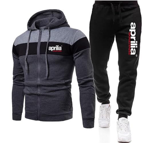 FURLOU Herren Trainingsanzug Set Jogginganzug AP.RI-Lia Kapuzenjacke mit Reißverschluss + Hose Sportbekleidung Jogger/E/L von FURLOU