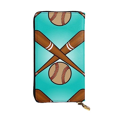 FURLOU Solide Baseball-Ledergeldbörse für Herren und Damen, mit Reißverschluss, lange Geldbörse, Kreditkartenhalter, Schwarz, Einheitsgröße, Schwarz , Einheitsgröße, Klassisch von FURLOU