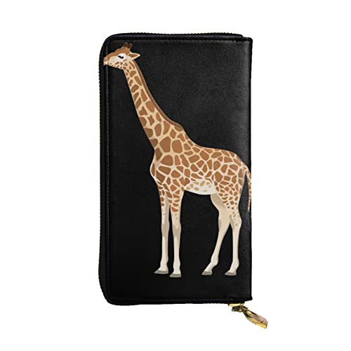 FURLOU Spotted Giraffe Leder Geldbörse für Herren Damen Reißverschluss Rund Lange Geldbörse Kreditkartenhalter Schwarz Einheitsgröße, Schwarz , Einheitsgröße, Klassisch von FURLOU