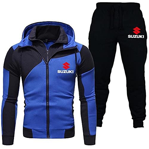 FURLOU Su-z_uki Lässige Herren-Sportbekleidung mit doppeltem Reißverschluss, Kapuzenjacke und Jogginghose aus Baumwolle fitnessstudio/B/L von FURLOU