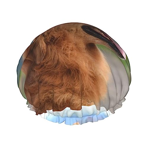 Golden Retriever Hunde-Duschhaube, doppellagig, wasserdicht, wiederverwendbar, elastisch, für Damen und Herren von FURLOU