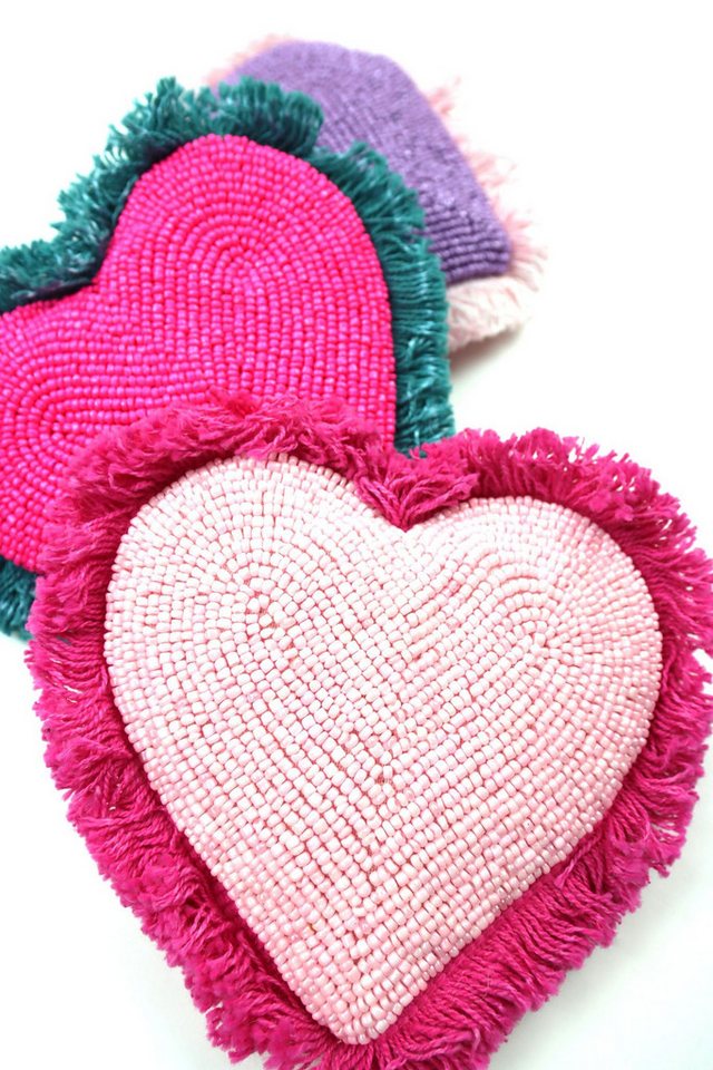 FURNARO Mini Bag (3-tlg. Set), Taschen in Herzform mit Reißverschluss und Perlen 13x13cm von FURNARO