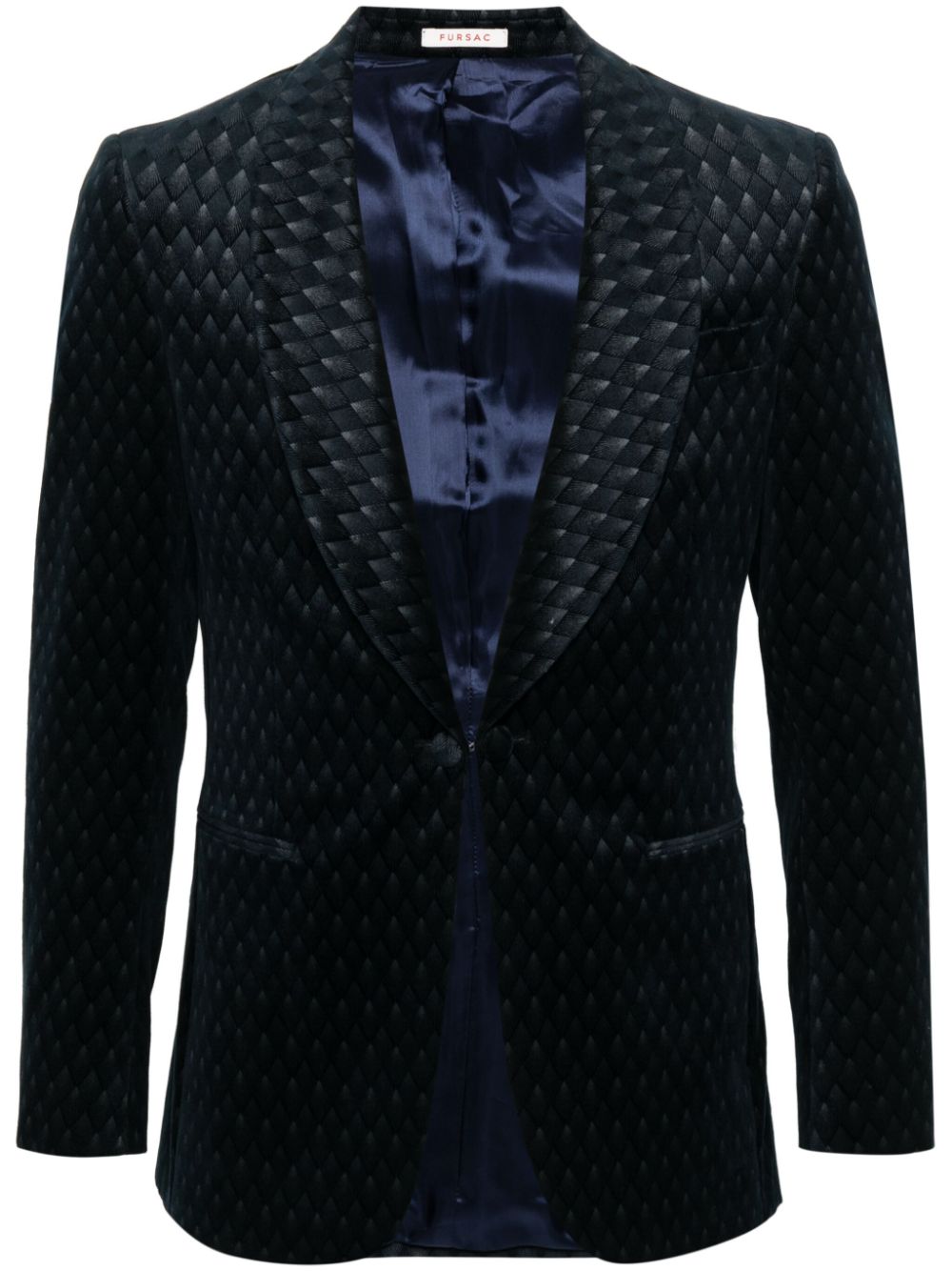 FURSAC Smoking-Jacke aus geometrischem Samt-Jacquard - Blau von FURSAC