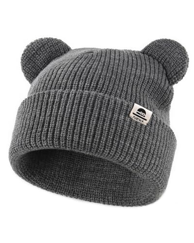 FURTALK Baby Beanie Winter Mütze mit Bärenohr für Säugling Kleinkind Jungen Mädchen Weich Gestrickt Wintermütze 6-36 Monate,Grau von FURTALK