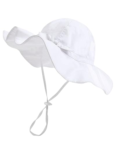 FURTALK Baby Kleinkind Kinder Fliege Sonnenhut UV-Schutz Baumwolle Fischerhut Mädchen Faltbare Sommer Strand Bucket Hat mit Verstellbarem Kinnriemen von FURTALK