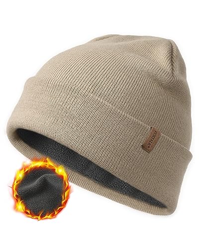 FURTALK Classic Beanie mit weiches Thermisches Polarfleece-Futter Unisex Strickmütze Warm Wintermütze für Herren & Damen,Rauchgrau,Einheitsgröße von FURTALK