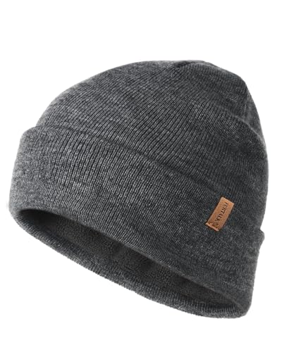 FURTALK Classic Beanie mit weiches Thermisches Polarfleece-Futter Unisex Strickmütze Warm Wintermütze für Herren & Damen Dunkelgrau von FURTALK